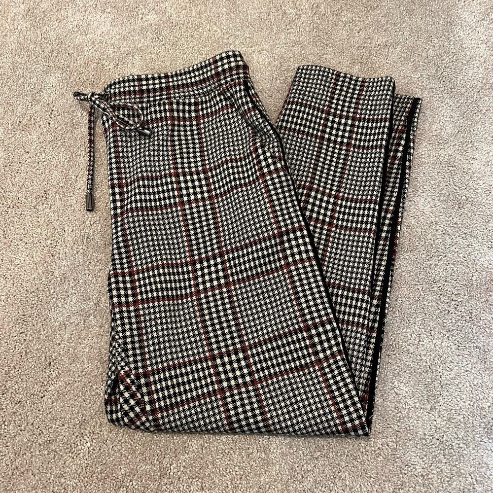 Anthropologie Women's Ankle Trouser Pant Black White Plaid Size‎ XS
